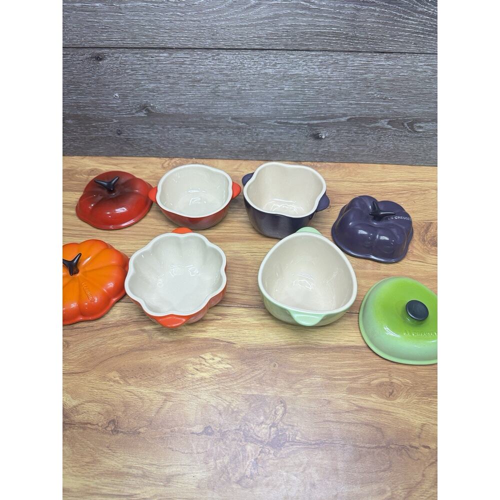 LE CREUSET Mini Cocotte Stoneware~ Set of 4 - Picture 7 of 9